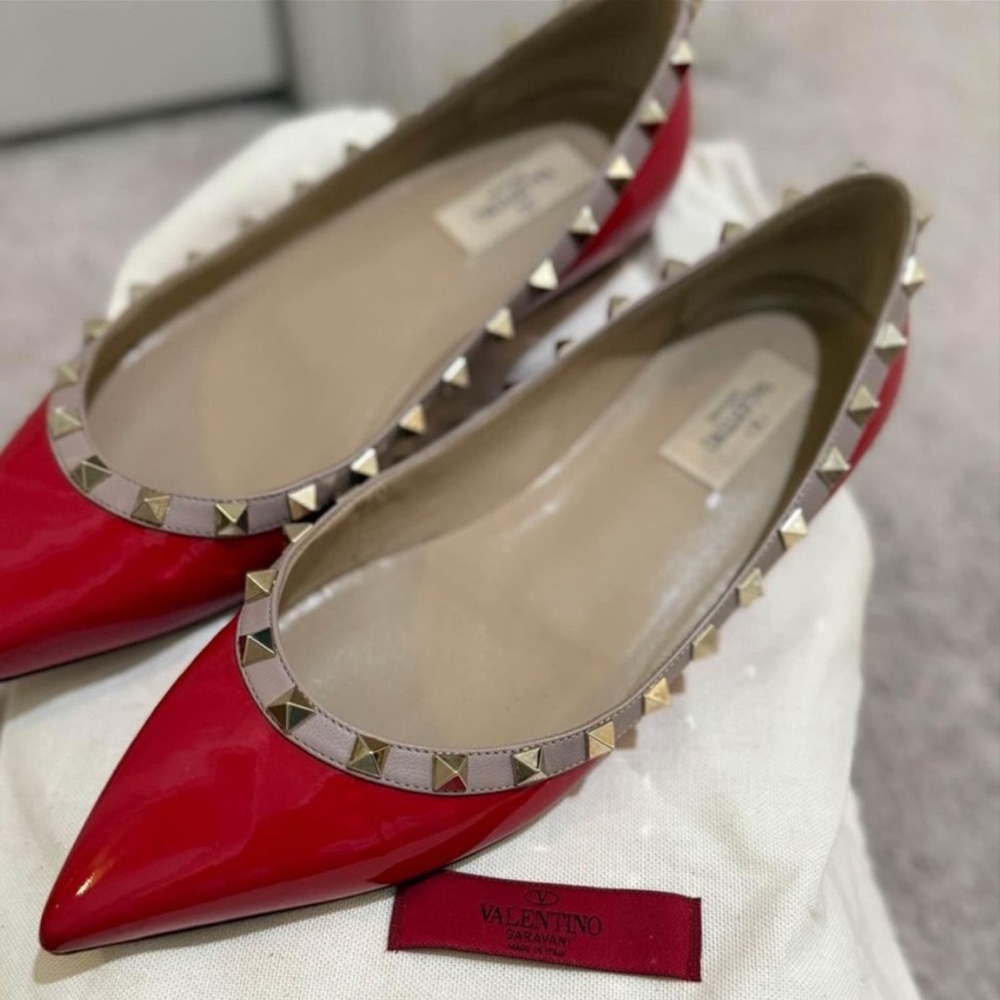 Valentino Red Studded Flats